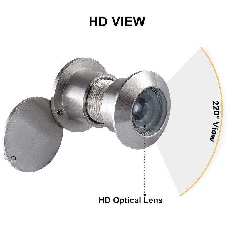 Earl Diamond - Peep Holes for Door, Solid Brass 220-Degree Door Viewer Peephole with Heavy Duty Rotating Privacy Cover for 1-21/32" to 2-1/8" Doors for Home Office Hotel, Satin Nickel - Image 4